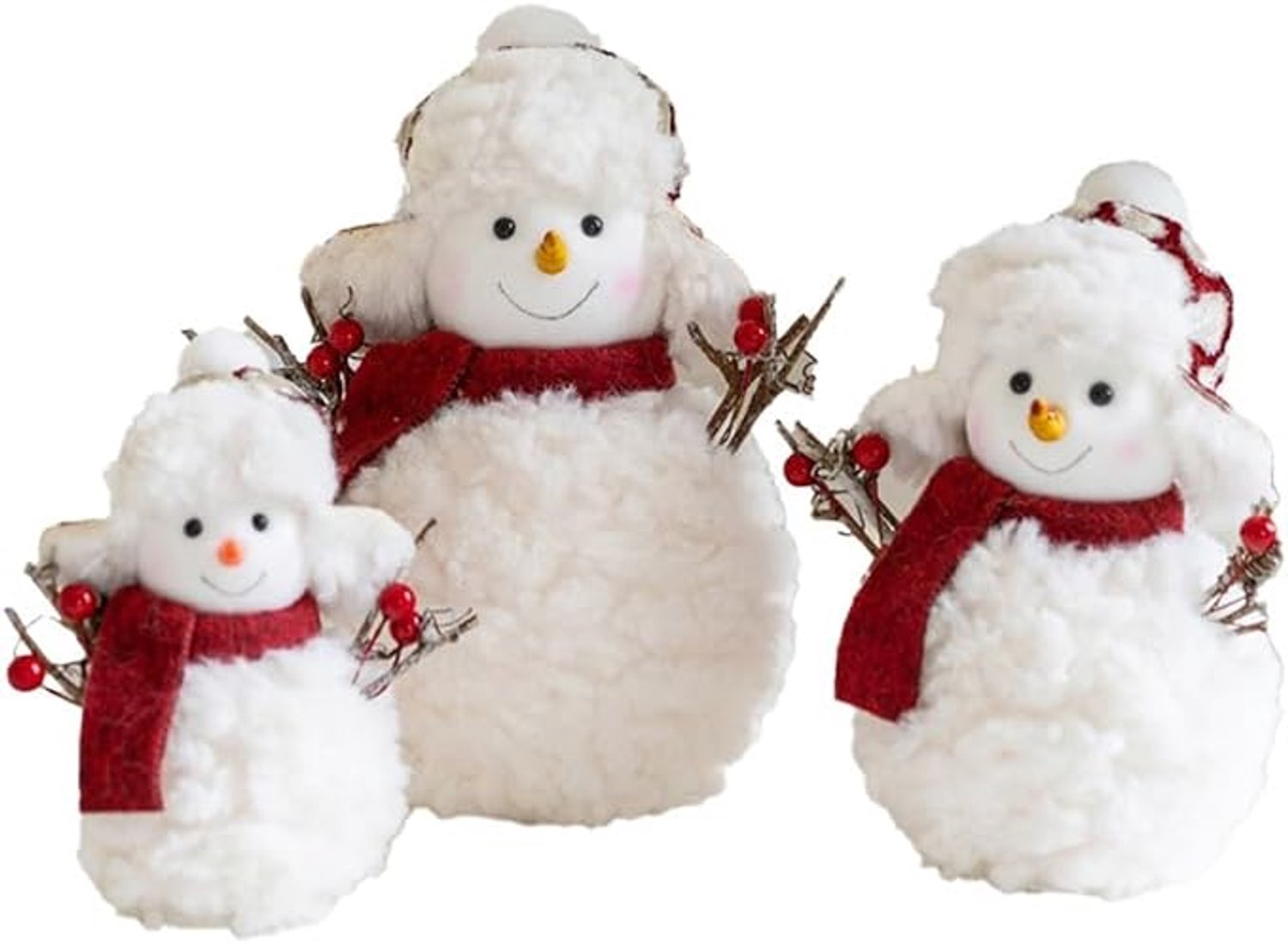 Sneeuwpopfiguur als tafeldecoratie (verkrijgbaar in klein, middelgroot en groot) – kerstdecoratie van schuim en stof voor thuis en feestjes