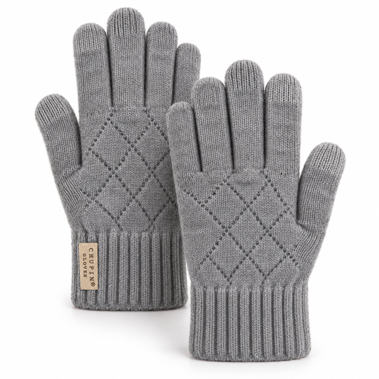 MoodLux Touchscreen Winter Handschoenen - 100% Zachte Acryl - Winddicht en Waterafstotend - Comfortabel One Size - Dames & Heren - Perfecte Pasvorm - Grijs