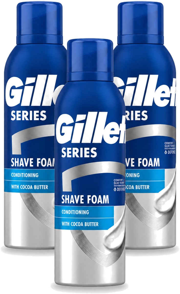 3 x Gillette - Series - Scheerschuim - Met Cacaoboter - 250 ml - Voordeelverpakking - 3 stuks