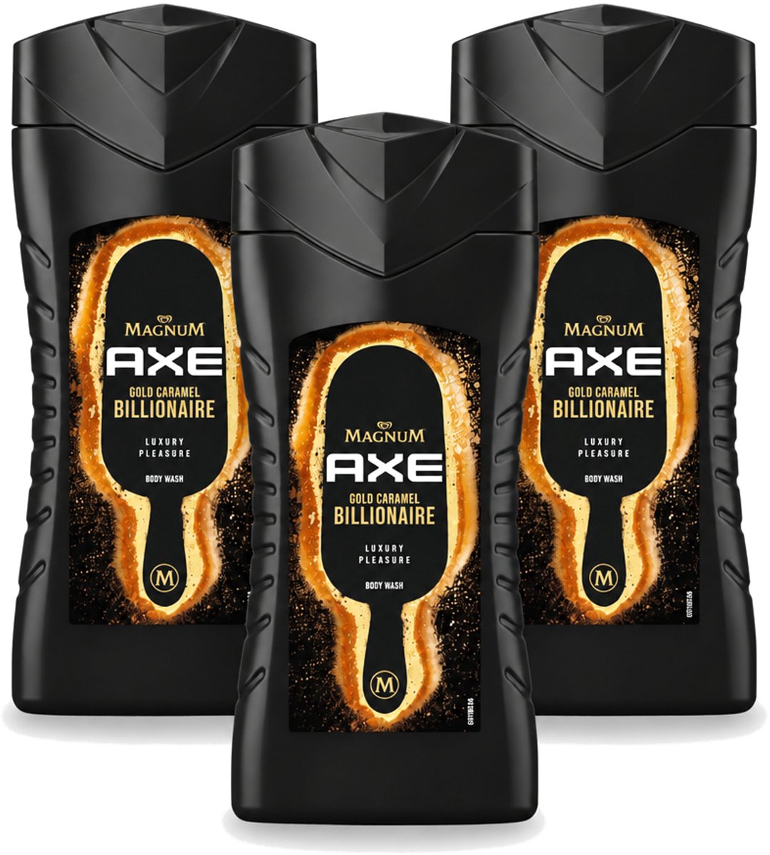 3 x Axe X Magnum - Douchegel - Gold Caramel Billionaire - 250 ml - Voordeelverpakking - 3 stuks