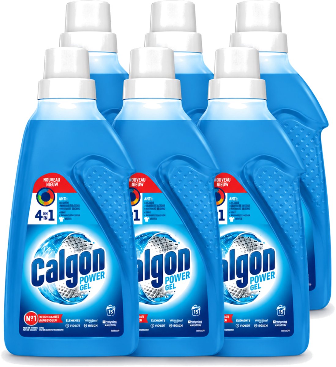 6 x Calgon - Wasmachinereiniger - Gel - Tegen Kalkaanslag / Wasmiddelresten / Geuren - 750 ml - 15 Wasbeurten - Voordeelverpakking - 6 stuks
