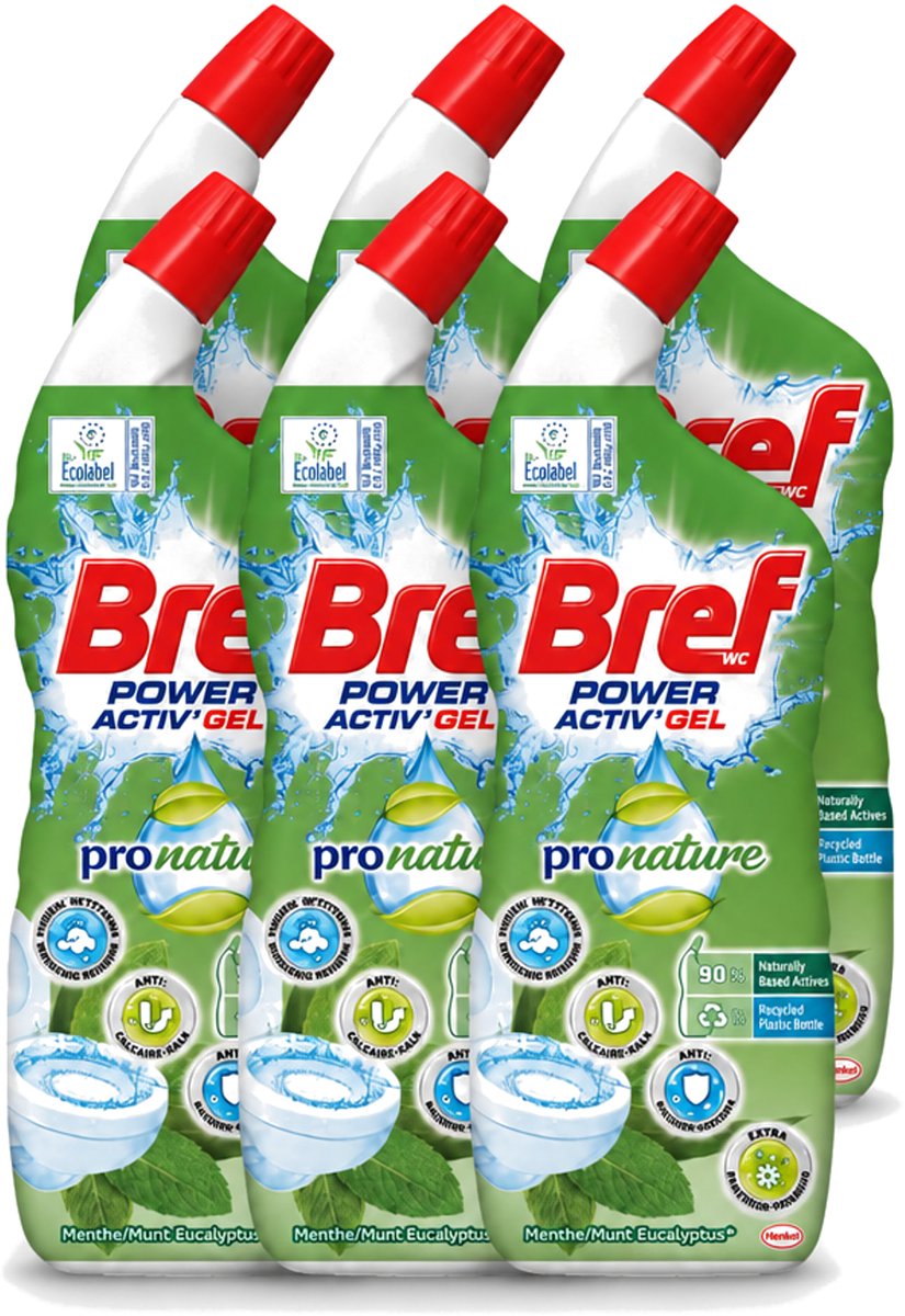6 x Bref WC - Power Activ+ - Toiletreiniger - Gel - Eucalyptus - 700 ml - Voordeelverpakking - 6 stuks