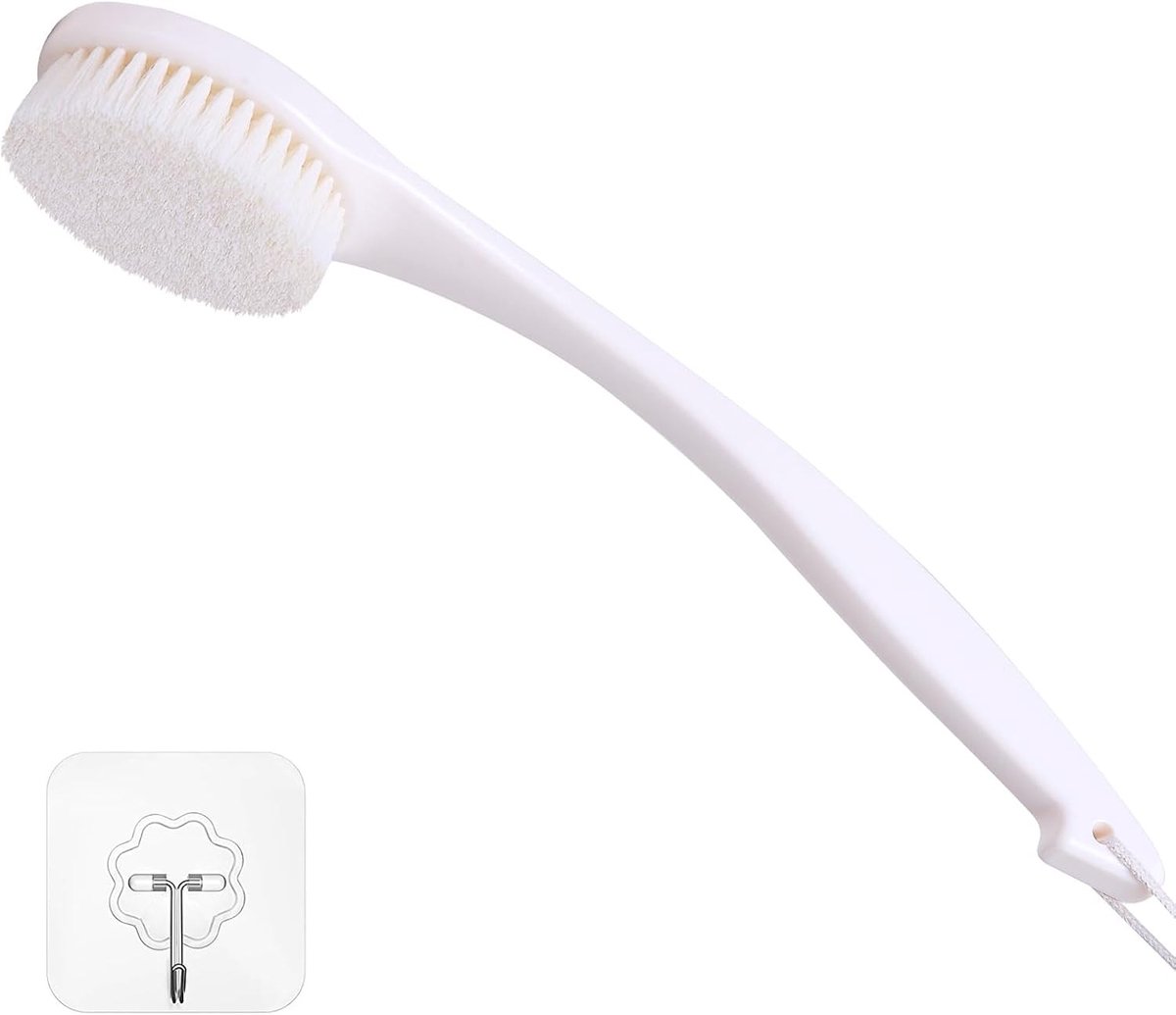 Badborstel - Crème Wit - Lange Handvat - Ergonomische Exfoliërende Body Scrubber - Voor Douchegebruik