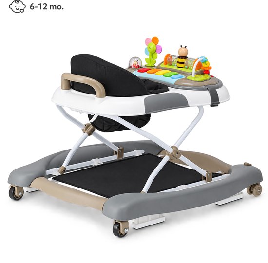 Deryan Luxe 4-in-1 Loopstoel - Schommelfunctie -Inclusief speelset en dienblad - inklapbaar - Bruin van Deryan — afbeelding 3