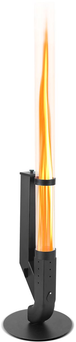 Pellet terrasverwarmer van koolstofstaal met 3 mm borosilicaatglas en brandstofklep - vuurkolom voor tuin, terras en patio