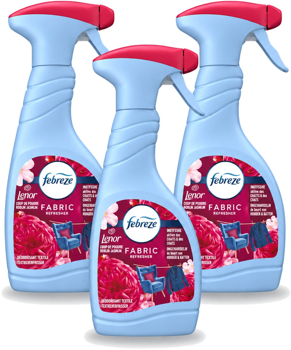 3 x Febreze – Textielspray – Robijn Jasmijn – 500 ml - Voordeelverpakking - 3 stuks