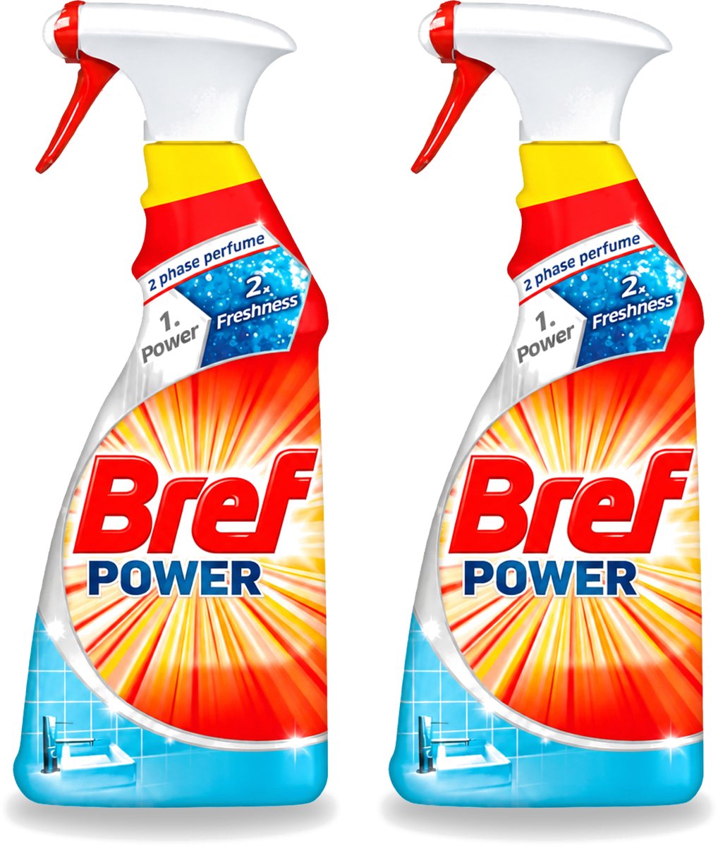 2 x Bref Power - Badkamerreiniger - Spray - Anti-Kalk & Vuil - Fris - 750 ml - Voordeelverpakking - 2 stuks