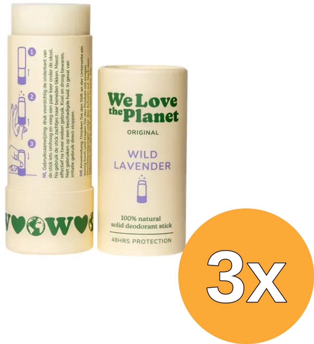 3x We Love The Planet Deodorant Stick - Wild Lavender (40 gr)