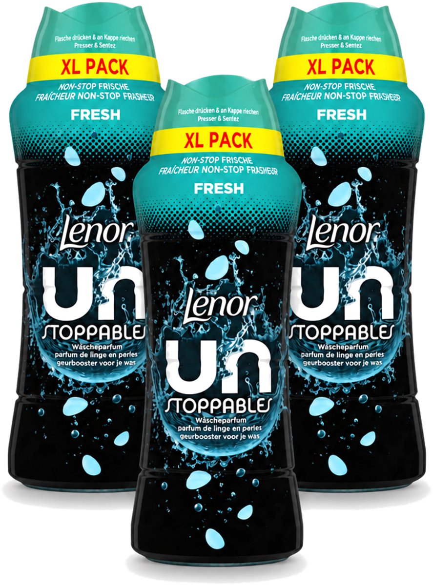 3 x Lenor Unstoppables - Geurbooster - Fris - Non-Stop Frisheid - Grootverpakking - Voordeelverpakking - 3 stuks