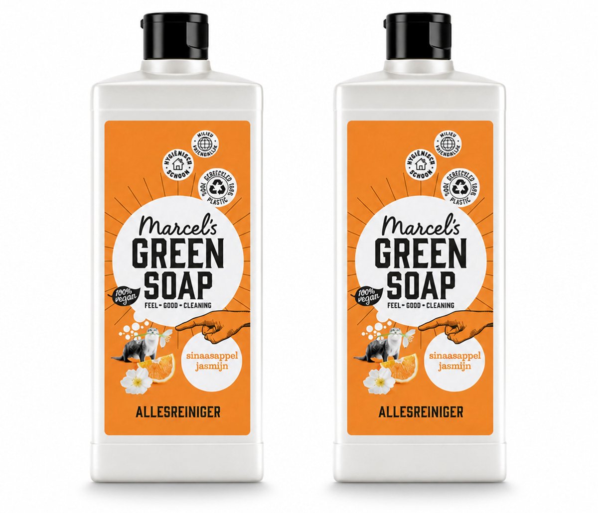 2 x Marcel's Green Soap - Allesreiniger - Sinaasappel & Jasmijn - Natuurlijk & effectief - 750 ml - Voordeelverpakking - 2 stuks