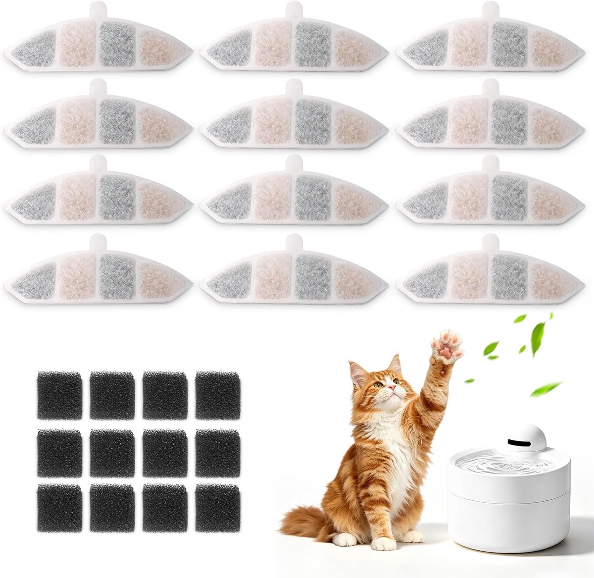 Kattenfonteinfilters 2,4 L - 12 vervangfilters - compatibel met Hiigge PI3505 - houd water vers - ShopVlot