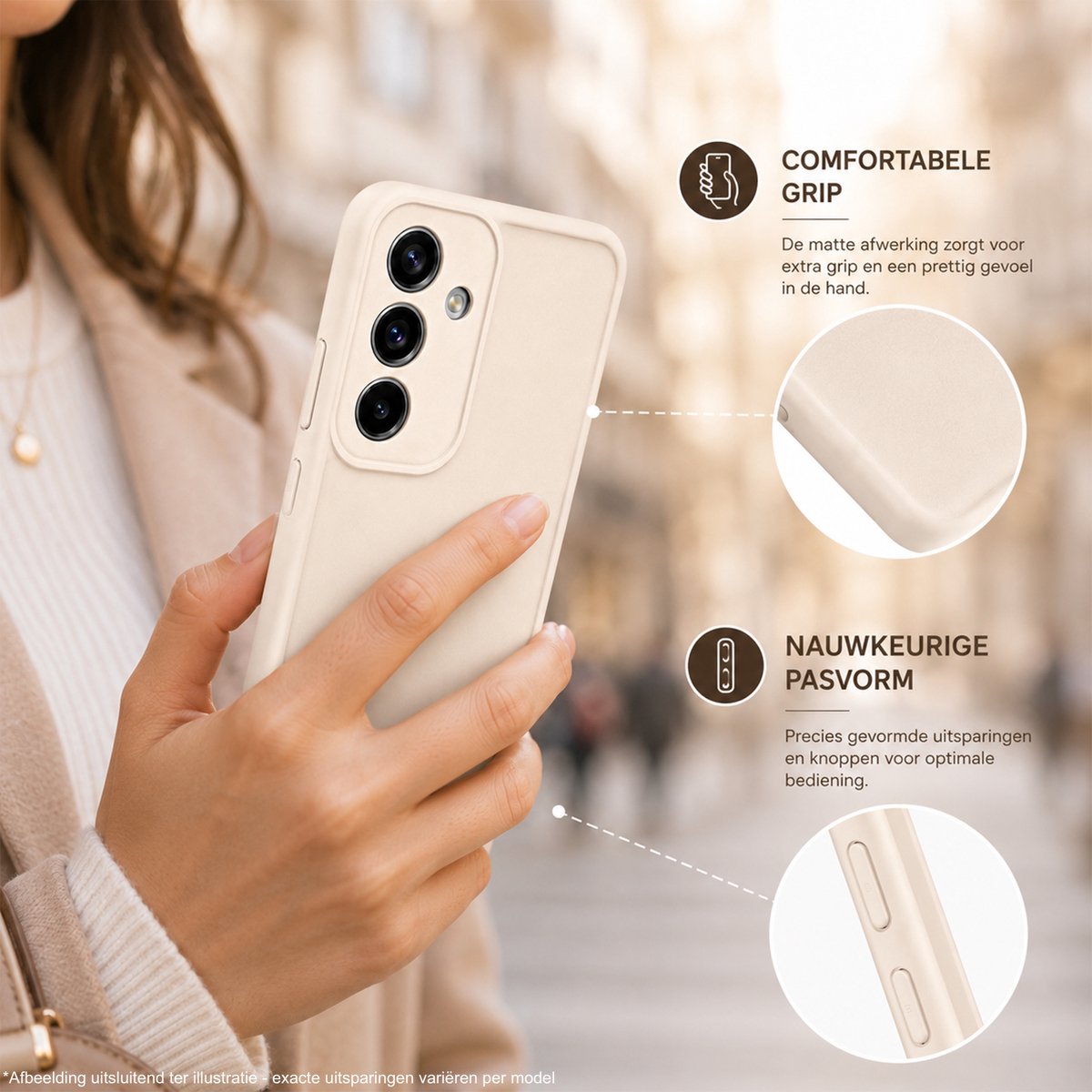 Geschikt voor Oppo Reno 16 / 16 Pro Hoesje - Siliconen Matte Back Cover - Creme