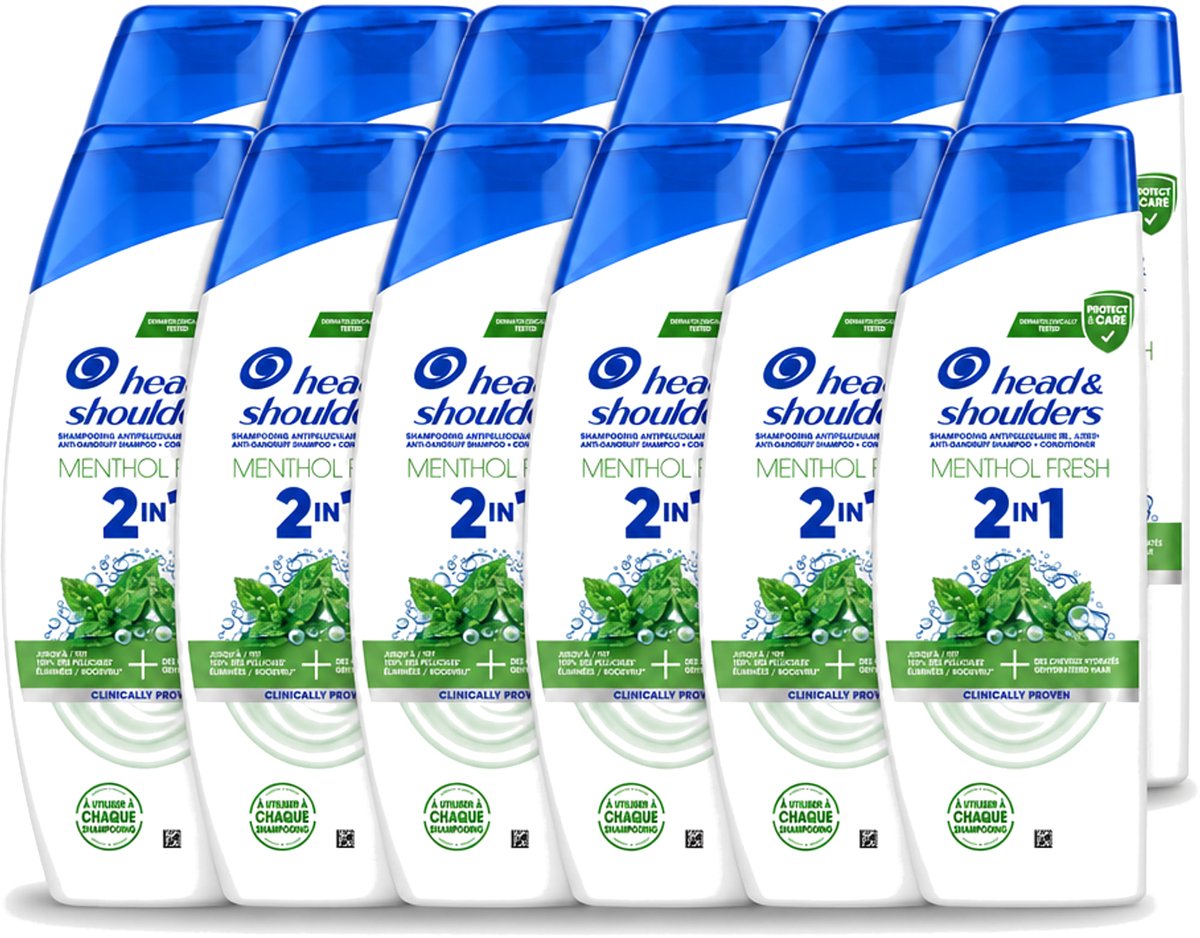 12 x Head & Shoulders – 2-in-1 – Menthol Fresh – 300 ml - Voordeelverpakking - 12 stuks