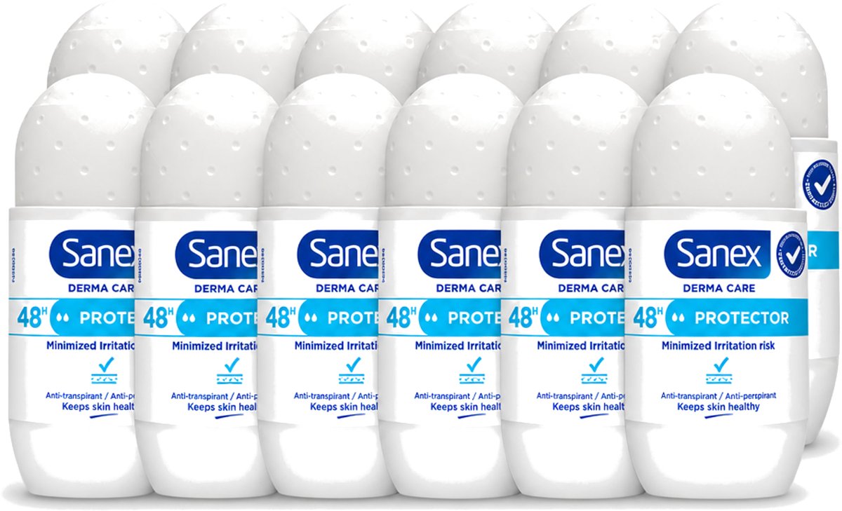 12 x Sanex – Deodorant Roller – Dermo Protector – 53 ml - Voordeelverpakking - 12 stuks