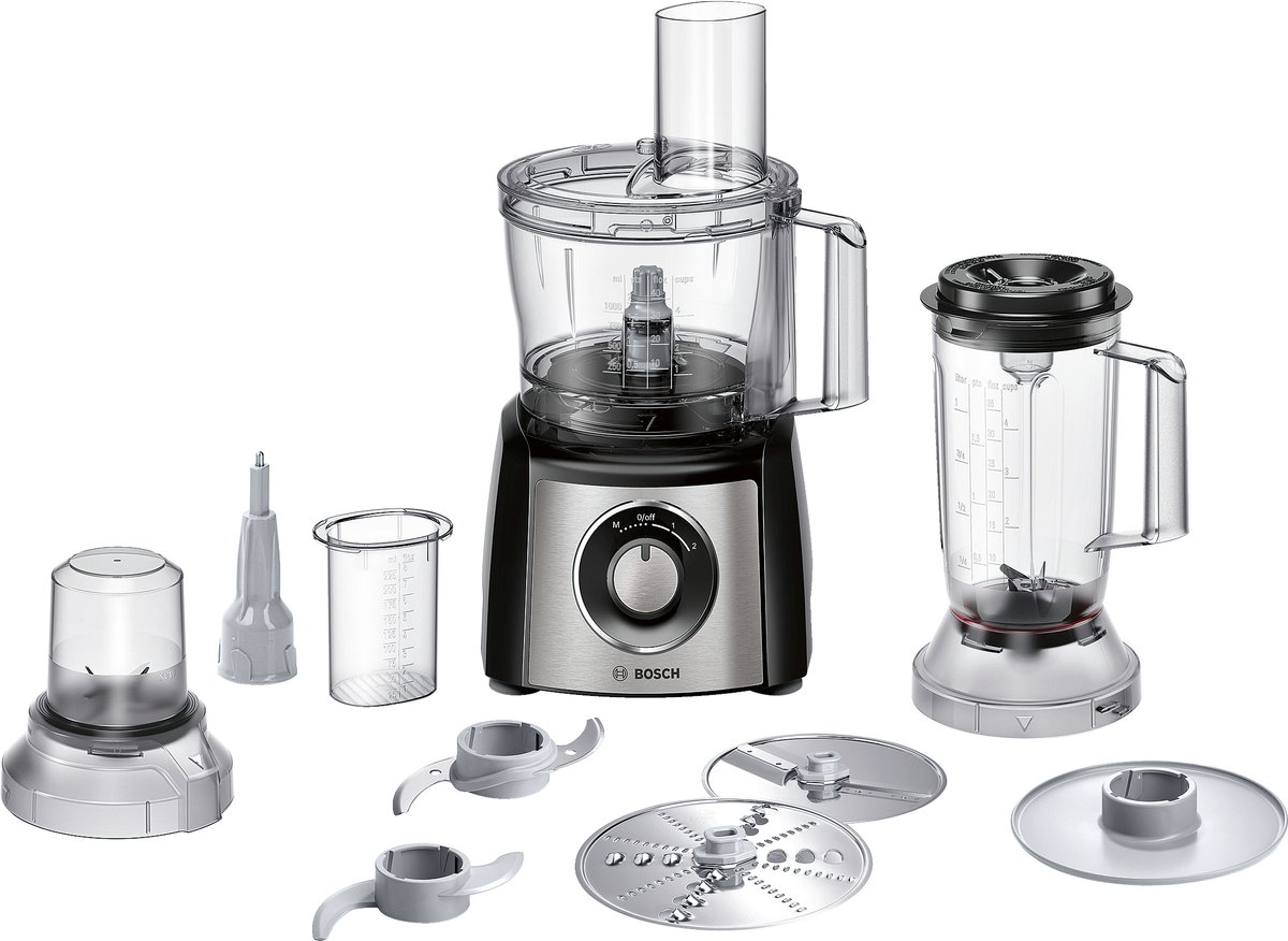 Bosch MCM3531M MultiTalent 3 - Keukenmachine - 800W - Foodprocessor - Veiligheidsdeksel - Zwart/RVS