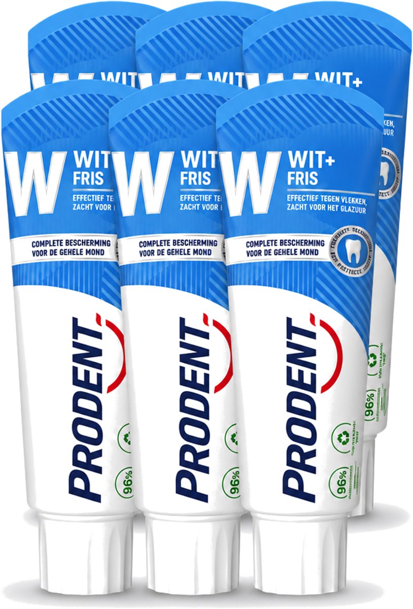6 x Prodent – Tandpasta – Wit + Fris – Complete Bescherming – 75 ml - Voordeelverpakking - 6 stuks
