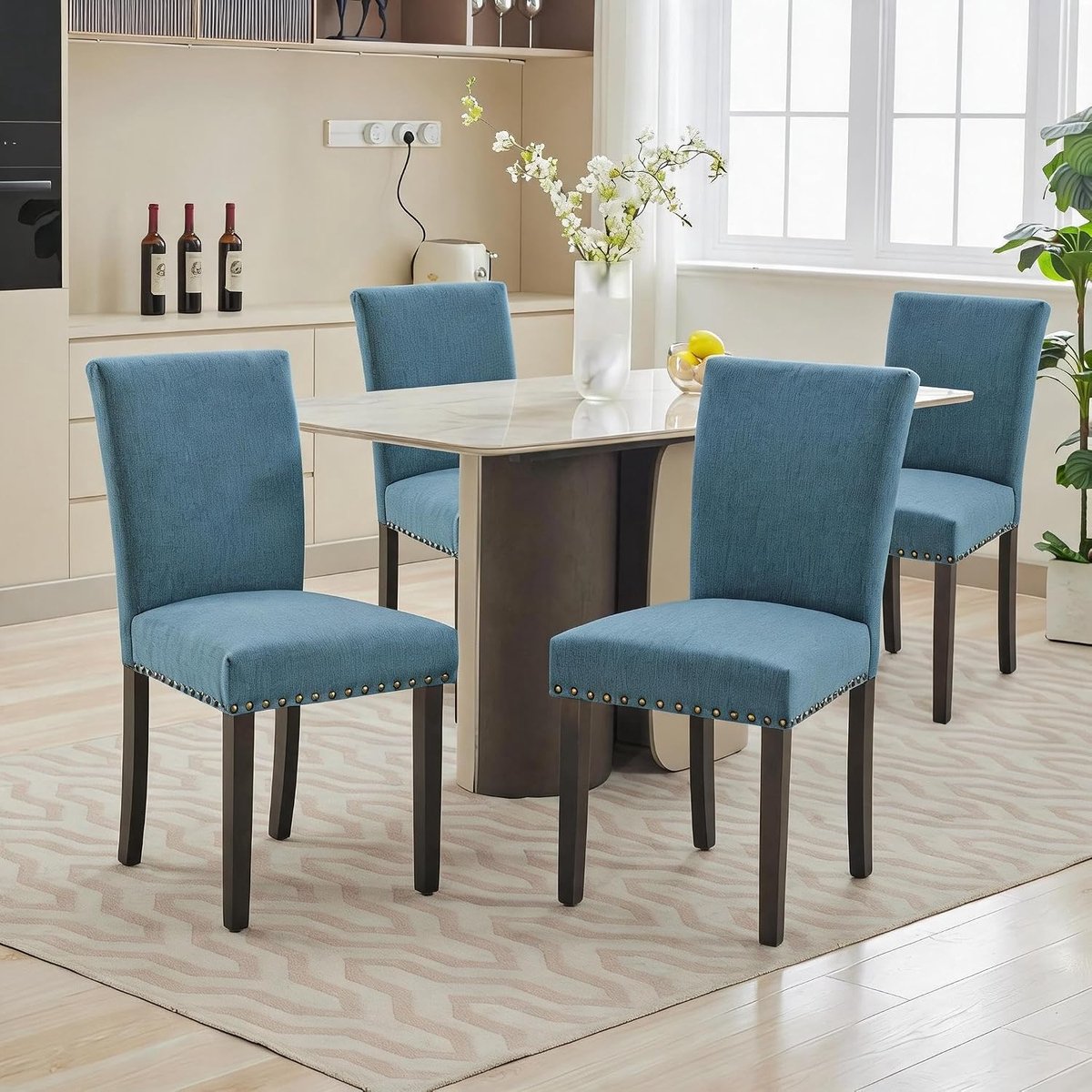 Eetkamerstoelen Set van 4 - Parsons Stoelen Linnen Hout Nagels 136kg