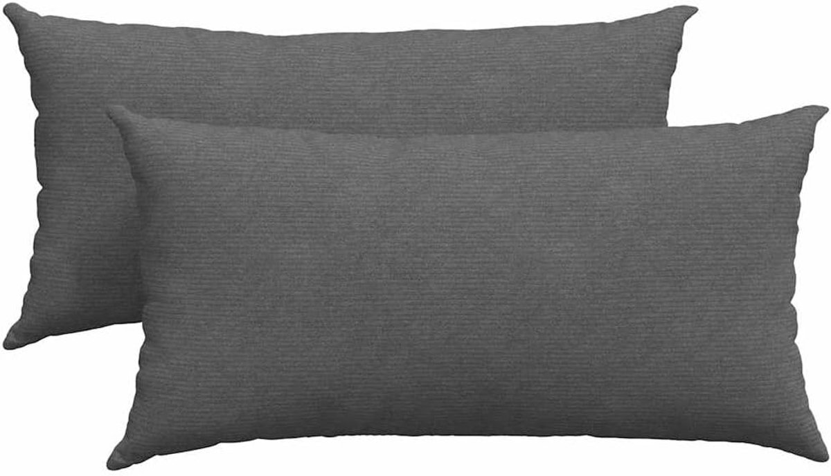 2 stuks, donkergrijs, 80 x 40 cm, corduroy, modern bankkussen met zachte corduroy hoes en polyestervulling, afneembare overtrek met ritssluiting, onderhoudsvriendelijk design