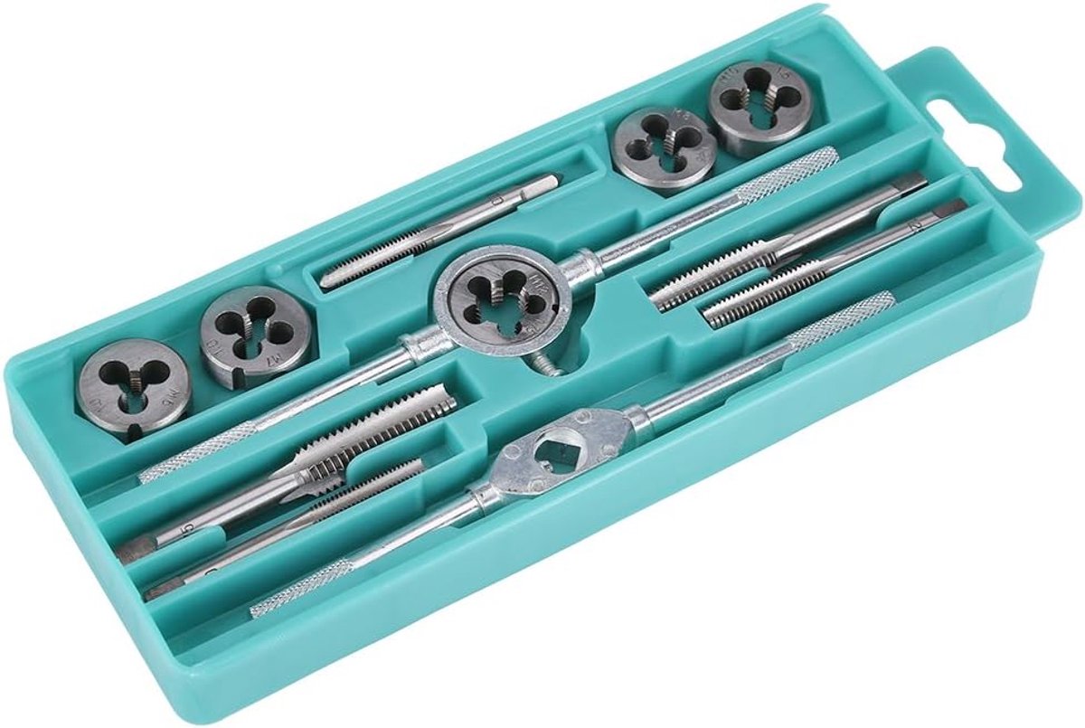 12pcs Tap and Die Set Left Hand Wire Tap M6-M12 Screw Nut Wire Faucets Floating With Key Handle Hand Tools Kit - ShopVlot