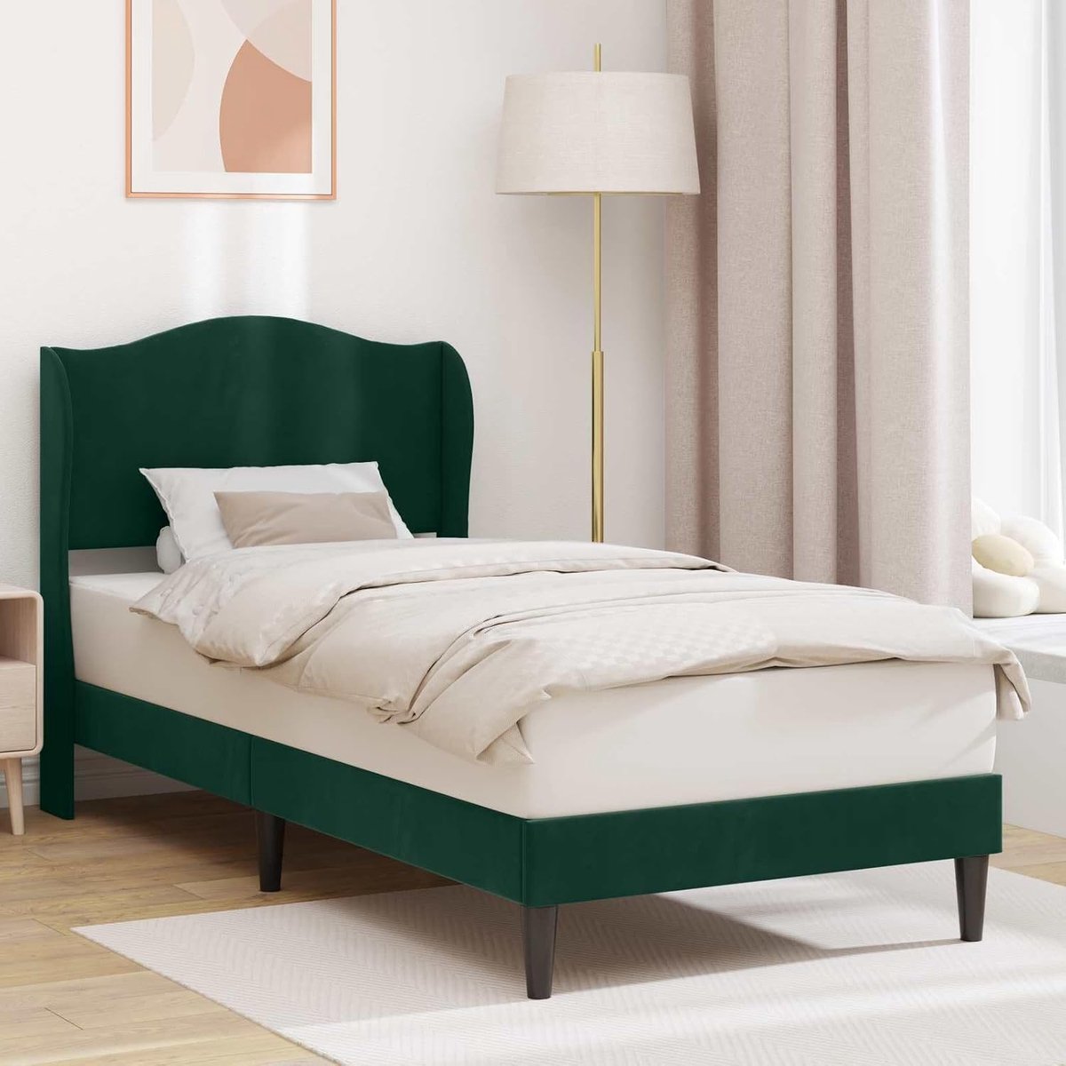 Hoofdbord modern bedframe rechthoekig donkergroen 90 x 190 cm