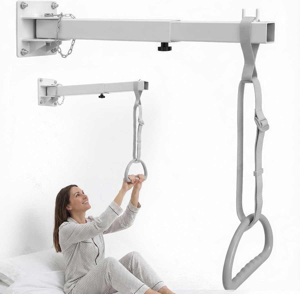Trapeziumstang bed 180 graden inklapbaar - hoogte verstelbaar tot 90 kg - wandmontage of plafondmontage - ShopVlot
