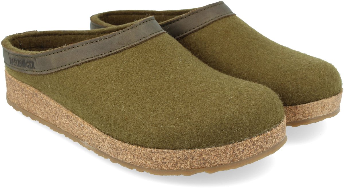 Haflinger Pantoffels Dames - Grizzly Torben - Olijfgroen - Maat 37
