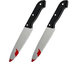 2 stuks nep-Halloween-messen, accessoire voor Halloween-kostuums, bloederig Halloween-mes als rekwisiet