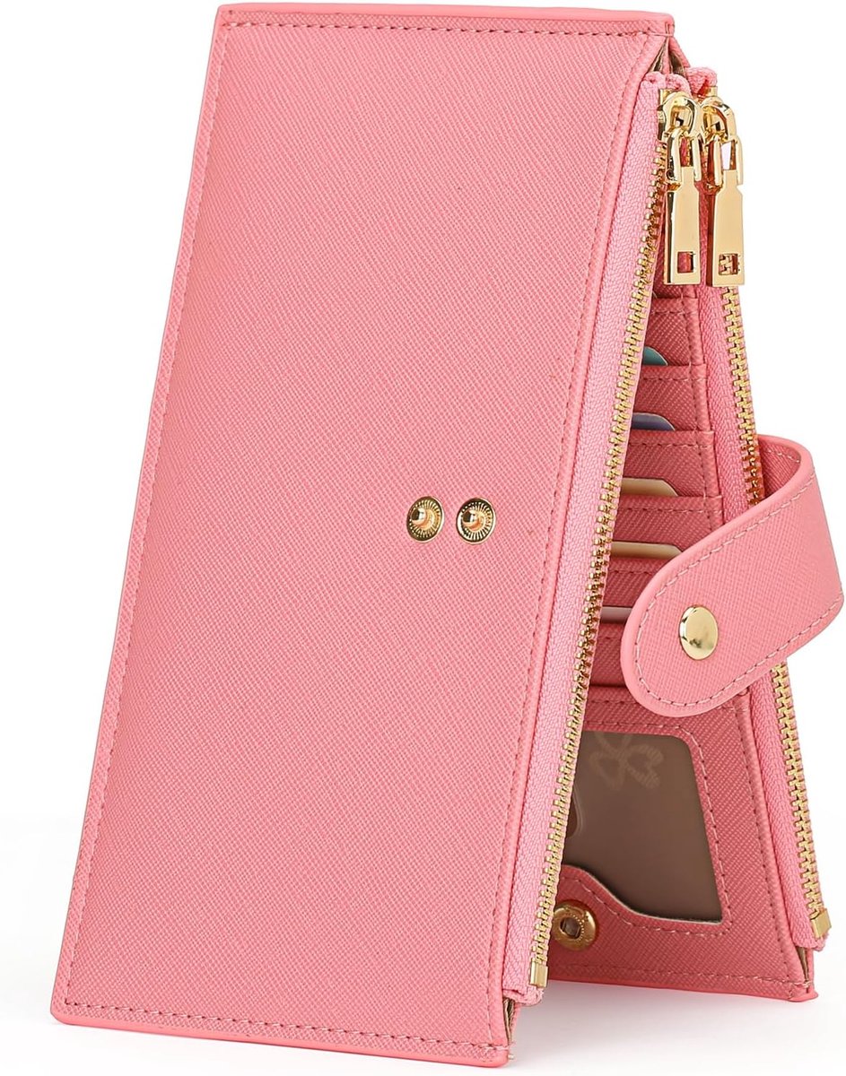 GOIACII Women Wallet, Women Wallet with RFID Blocking, Long Purse for Women with Credit Card Holder, Zipper Wallet - ShopVlot