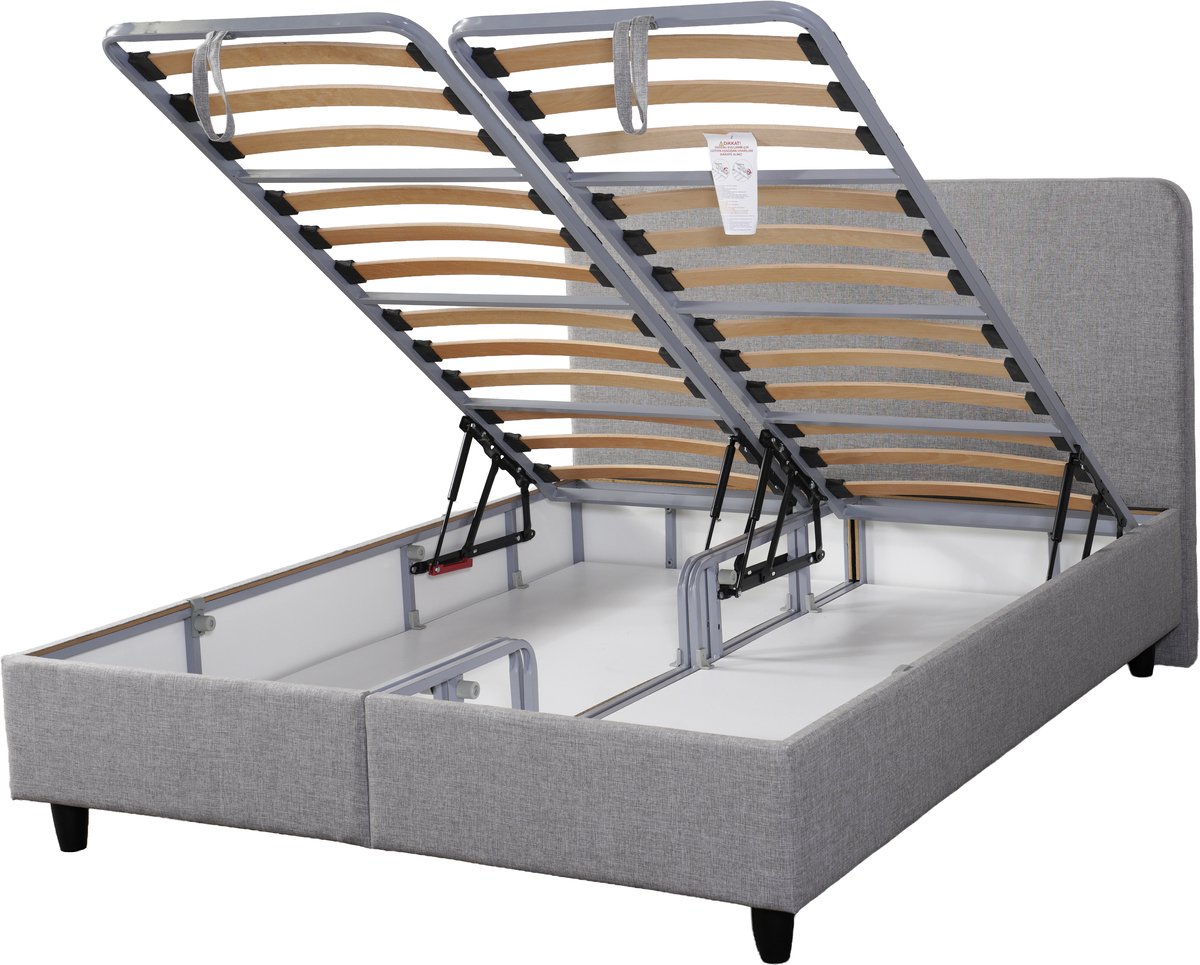 Swissbedding Smart Opberg Boxspring - 160x200 - Met Lattenbodem - Inclusief Ergonomische Pocketverenmatras Grijs
