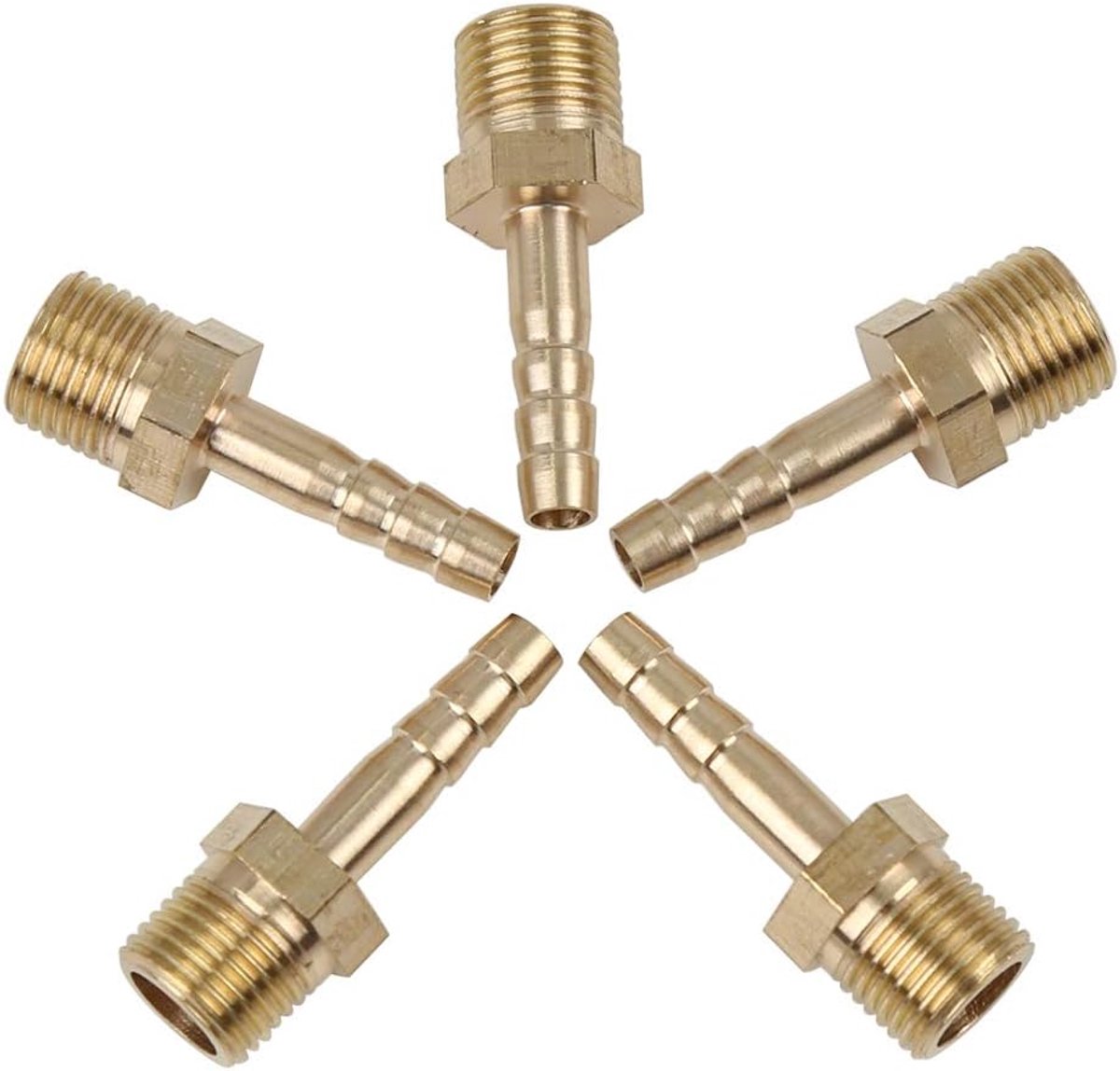 X AUTOHAUX 5pcs 4.5mm Hose ID X 1/8 Inch NPT Plug Brass Hose Barbs Connector - ShopVlot