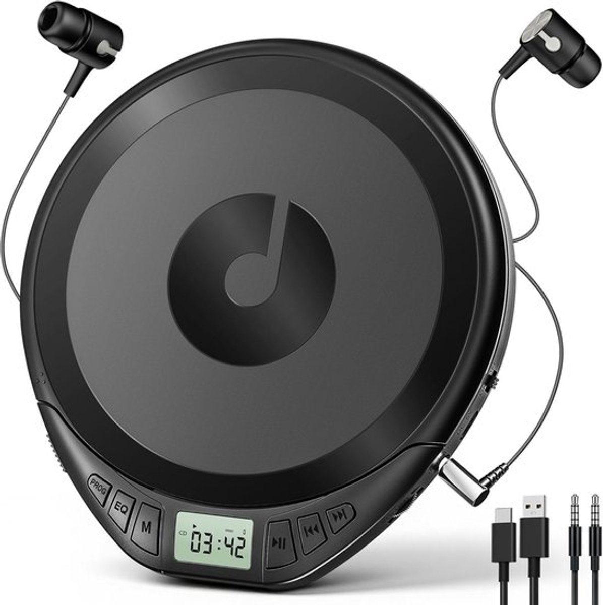 Draagbare cd-speler - Discman - Muziekspeler - Muziek luisteren - Antiskip - Schokbestendig - Compact - Lichtgewicht