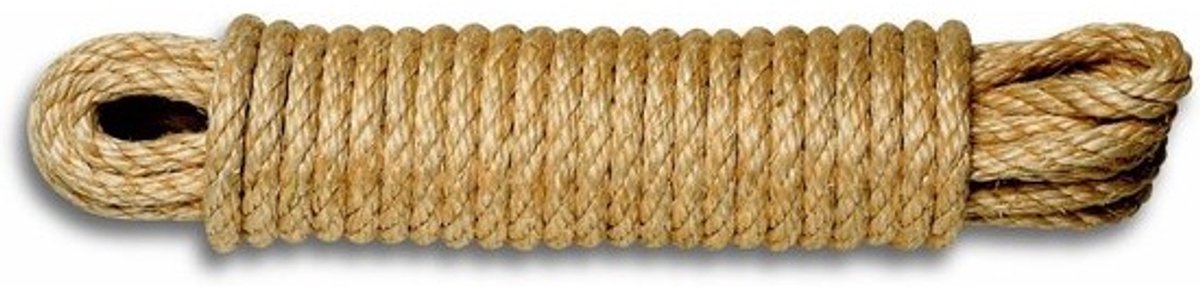 Gedraaid sisal touw - Natuurlijk koord - Voor algemeen gebruik - 3-dradige constructie - 10mm diameter, 10m - Beige