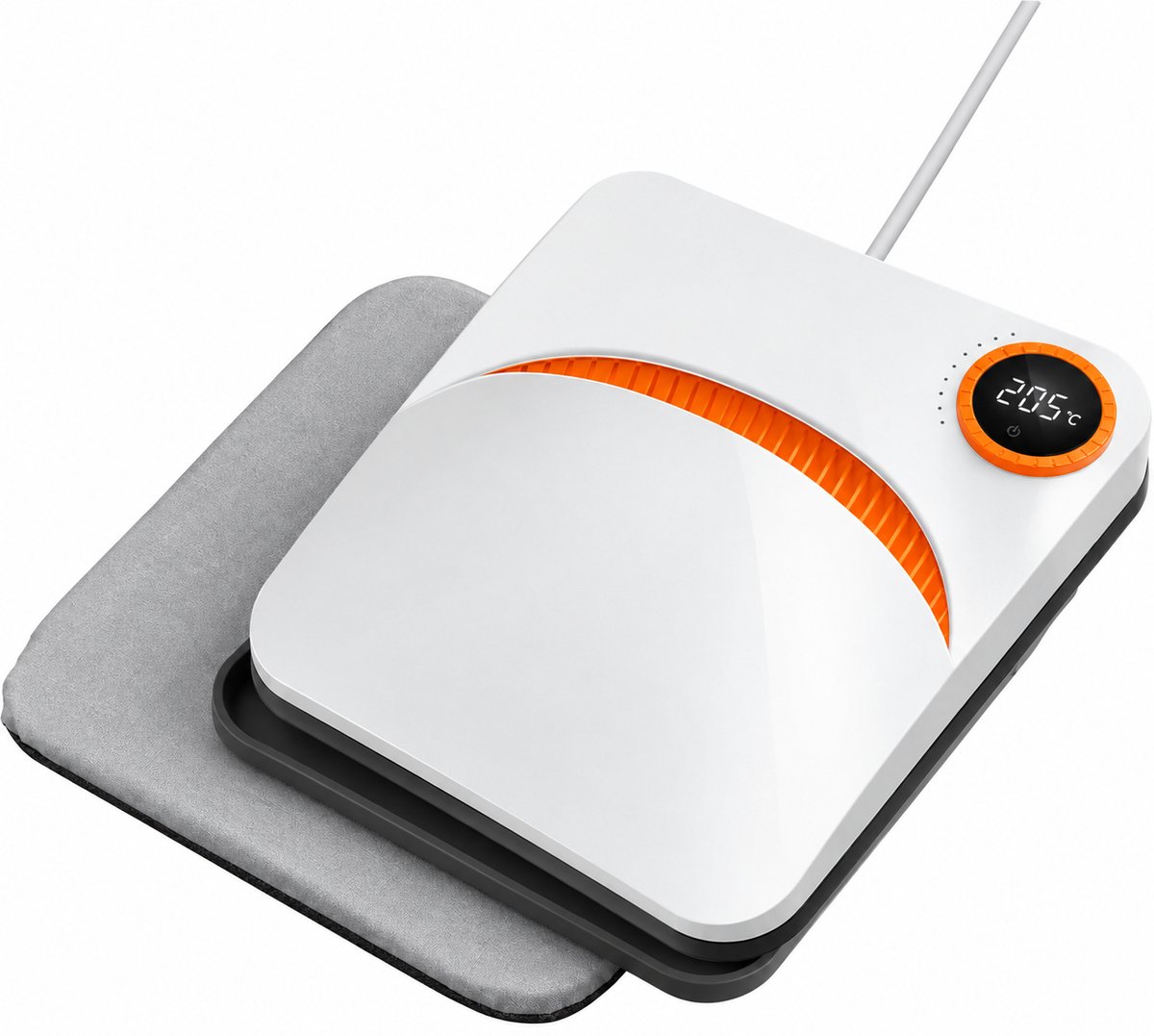 SmartLiving.Store - Hittepers Transferpers - Draagbare Warmte Persmachine - Textiel bedrukken - 23x23 cm - Wit met Oranje