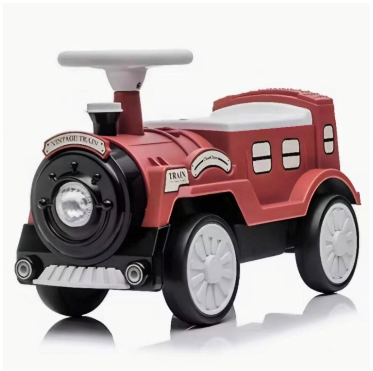 Retro Loopauto - looptrein – Rood/Wit – Vintage Look - Met Opbergvak – Voor Kinderen 2-5 Jaar
