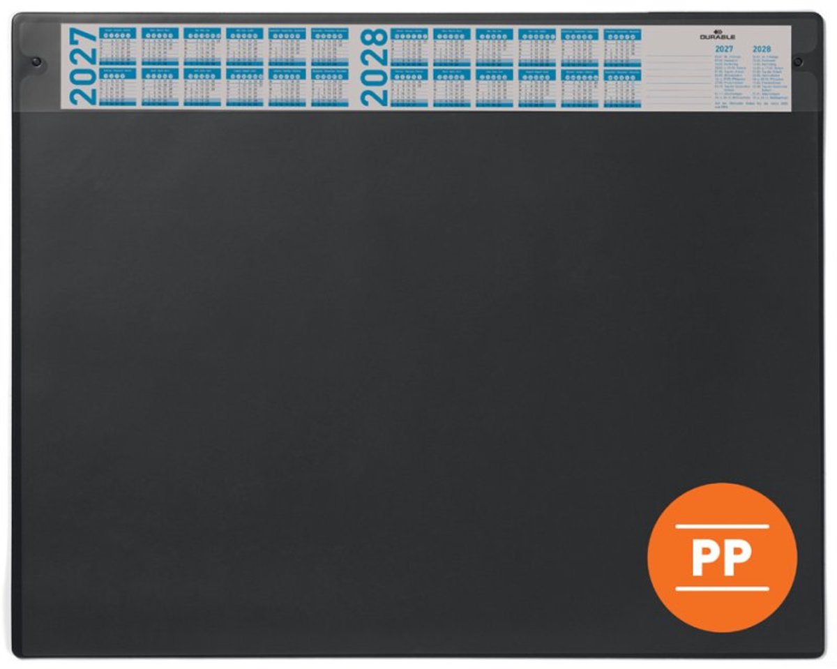 DURABLE Bureauonderlegger met jaarkalender, zwart, 650×480 mm