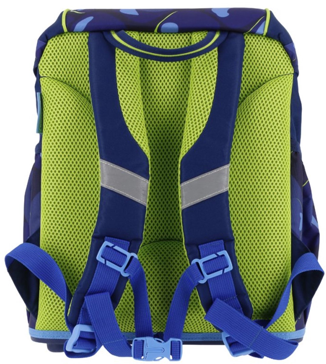 herlitz schooltas UltraLight XL Plus T-Rex Explorer, blauw/groen, 22 L, dinosaurus motief