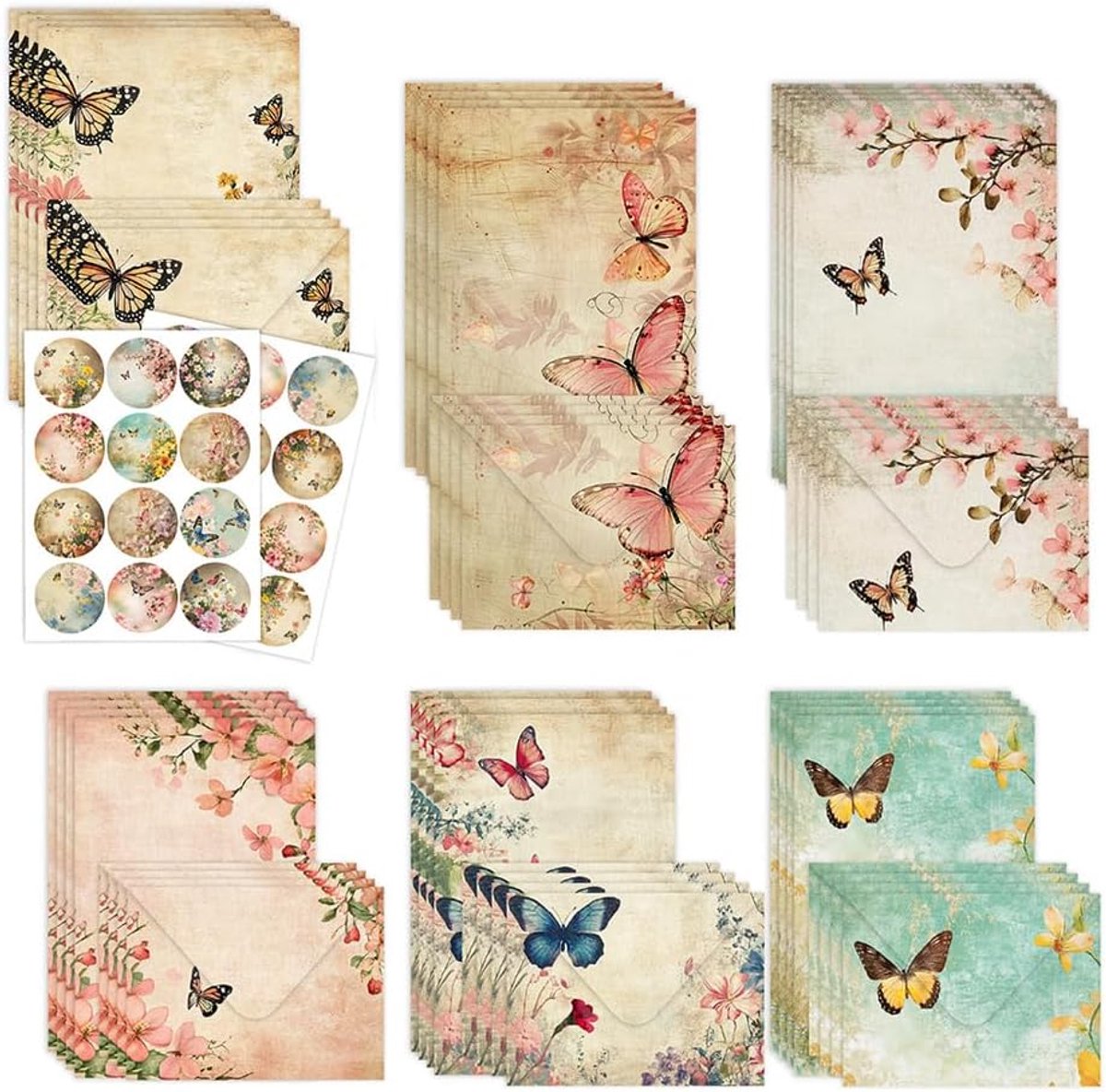 72 Piece Stationery and Envelopes Set, Beautiful Envelopes, Vintage Envelopes, Vintage Stationery for Students - ShopVlot