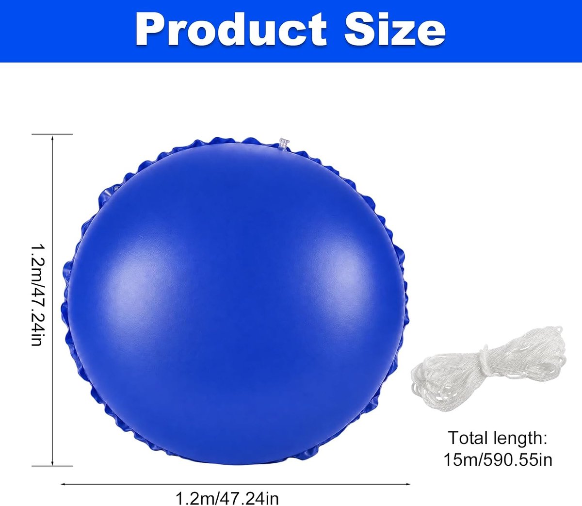 Zwembadluchtkussen, winterzwembad, 120 cm, rond, zwembadkussen, winter, opblaasbaar, met 15 m touw, voor zwembaden en - ShopVlot