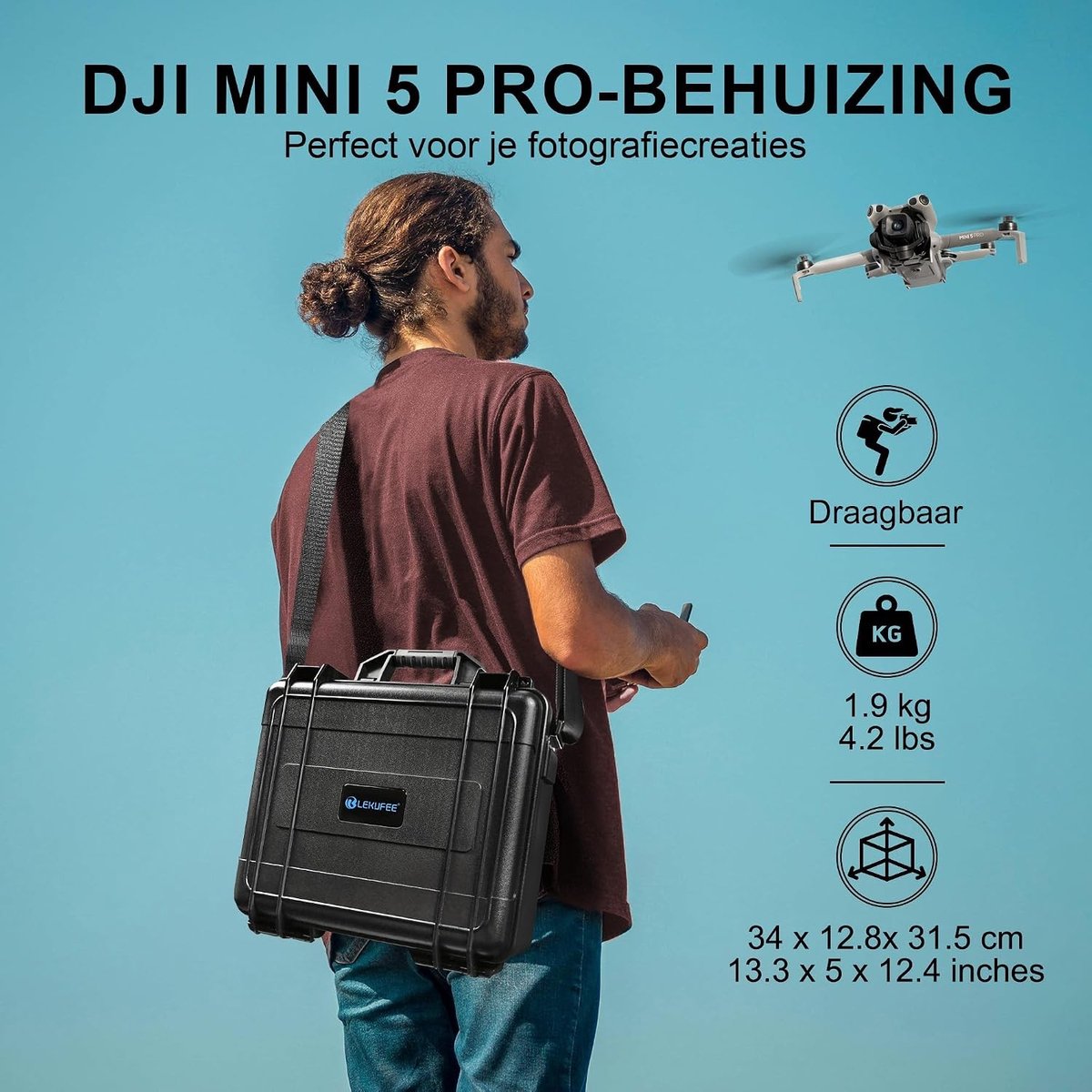 Waterdichte Hard Case voor DJI Mini 5 Pro Drone, Inclusief Ruimte voor 6 Batterijen en Oplader, Ideaal voor Bescherming en Transport van Accessoires – foto 4