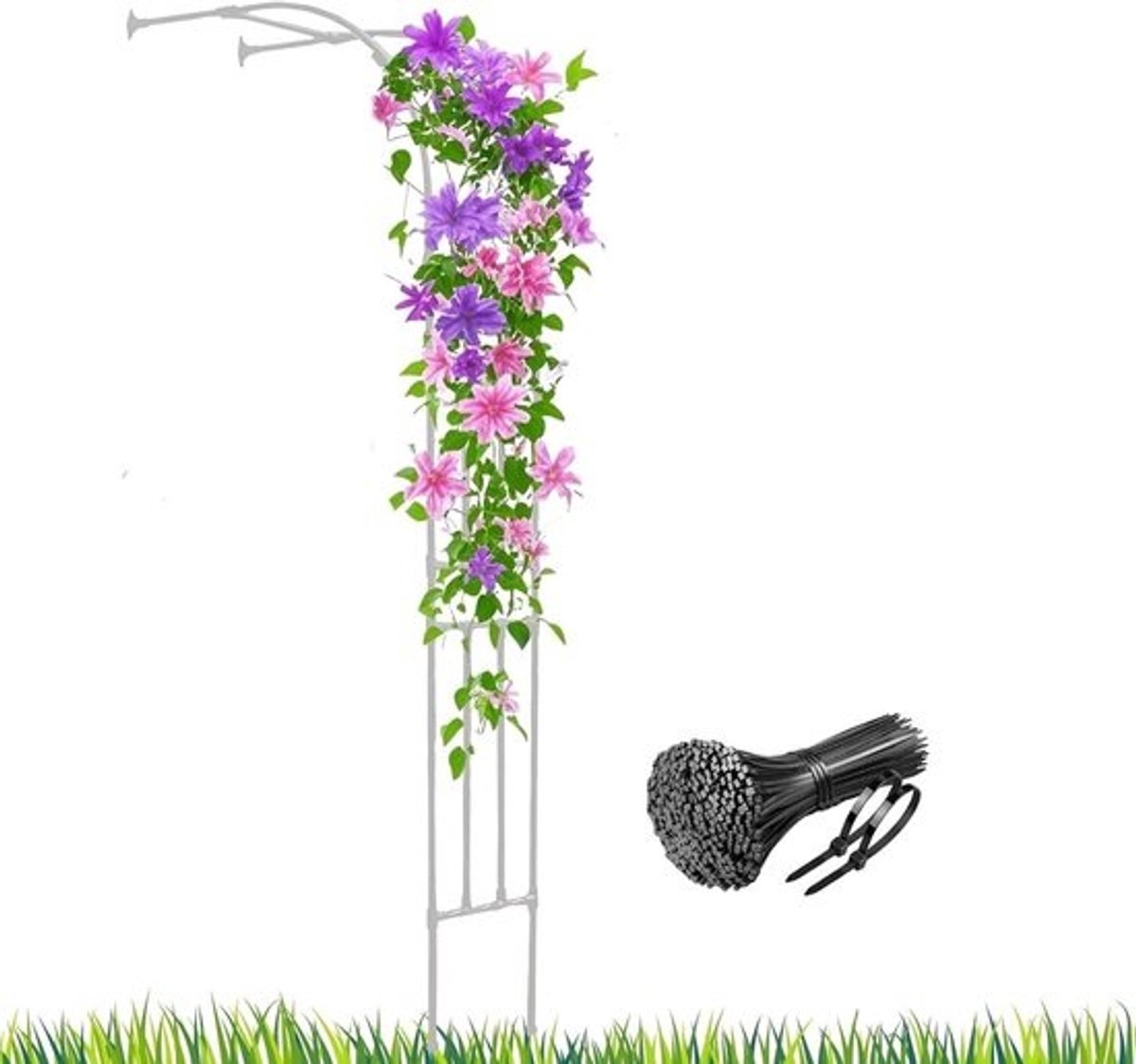 Metalen tuinboog - Rozenboog voor klimplanten - Tuindecoratie voor buiten - Halfboogontwerp - 150 cm x 240 cm - Wit