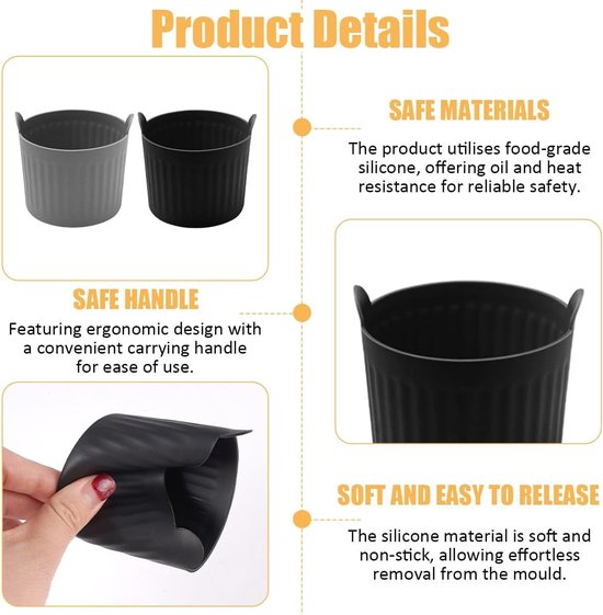 Siliconen Eieren Poacher Cups voor Airfryer - Set van 12 - Perfect voor Koken, Bakken en Stomen — afbeelding 2