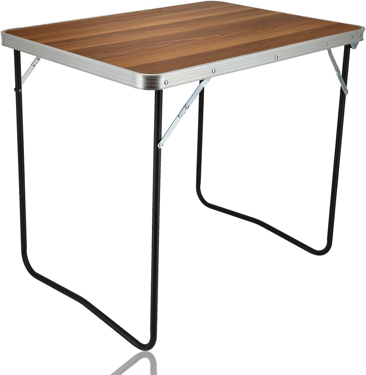 SnelShoppen - Vouwbare Campingtafel Houten Look - Weerbestendige Tuin Tafel 80x60x70 cm - Compacte Vouwtafel voor 1-2 Personen met Handvat - Ideaal vo