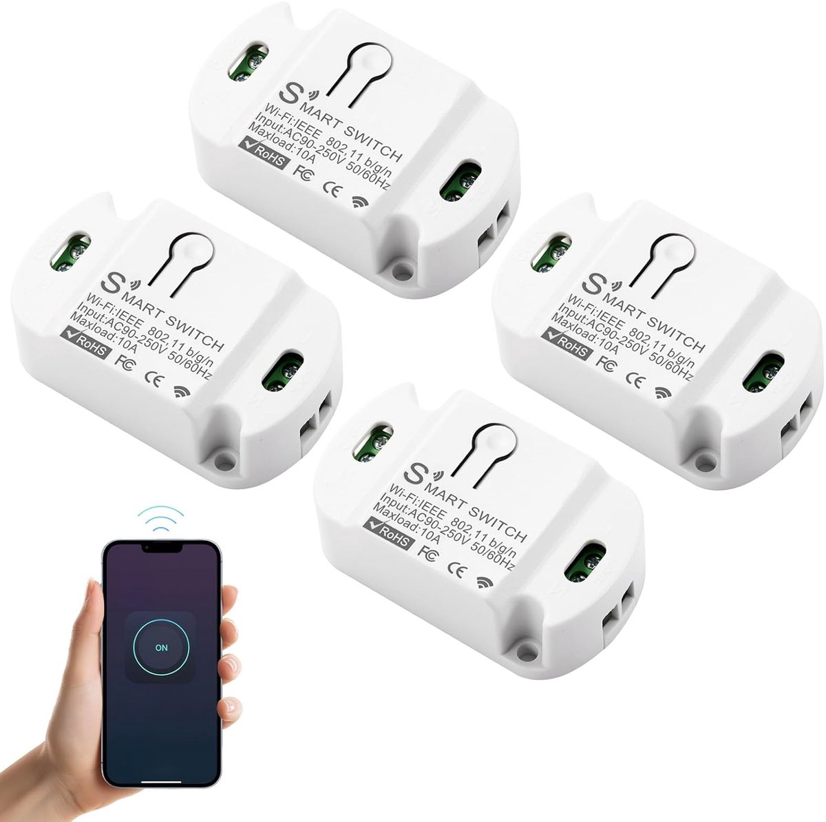 4 Pcs Mini WiFi Switches, Smart Light Switch, Alexa Light Switch, Smart Switch, Voice Control/Timer, Smart Home Light - ShopVlot
