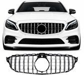 Grill Geschikt voor Mercedes C-Klasse W205 met 360° Camera Voorziening Chroom/Zwart (2014-2018)