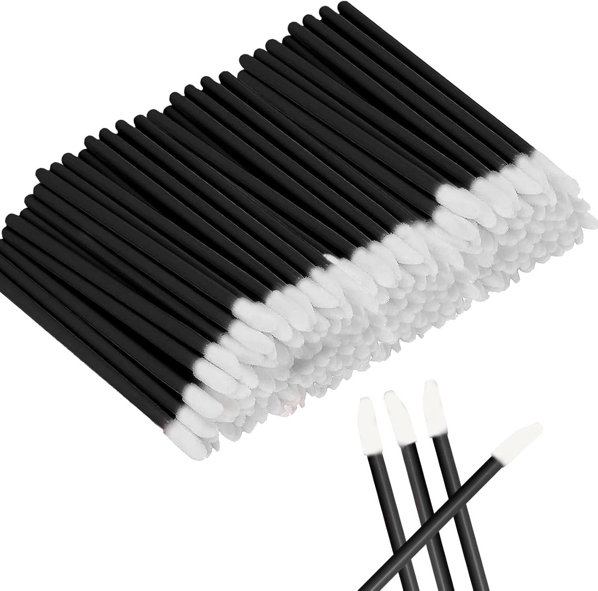 Professionele Lipborstels voor Lippenstift, Lipgloss en Concealer - 200 Stuks Zwart