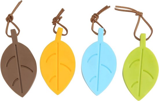 Silicone Door Stopper, 4 Pcs Leaves Style Cartoon Flexible Wedge Window/Door Stops with Lanyard for Home Office Garden - ShopVlot — afbeelding 4