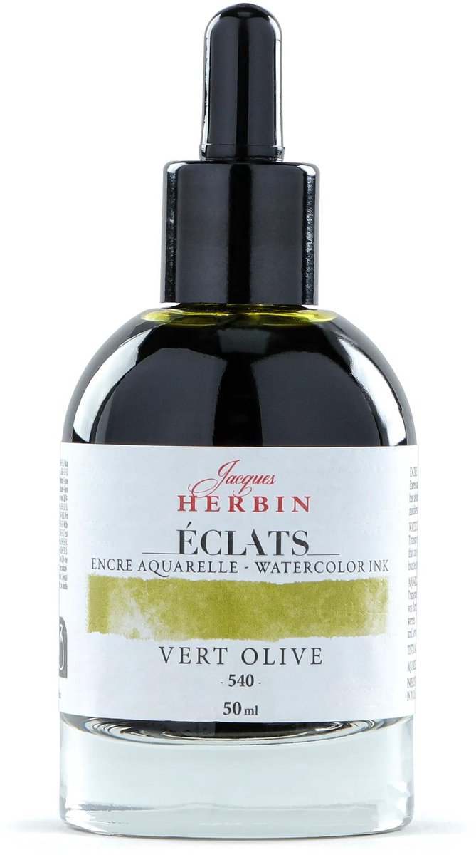 Jacques Herbin Éclats – Aquarel Inkt – Vloeibare Aquarelverf – Olijf Groen – 540 – 50 ml