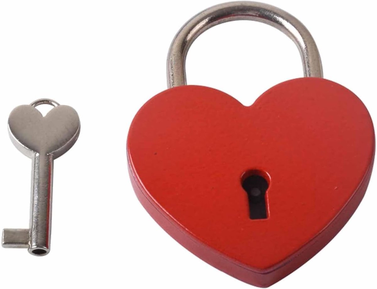 Heart Padlock with Key Old Keys Padlock Cute Love Lock Mini Key Lock Mini Vintage Heart Lock for Anniversary Wedding - ShopVlot