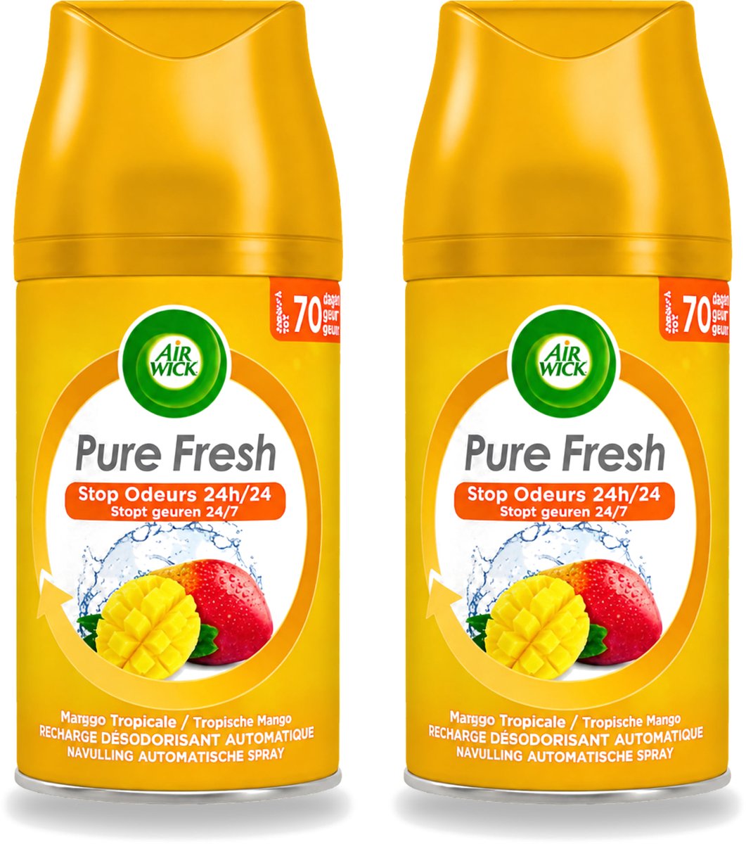 2 x Air Wick Freshmatic - Luchtverfrisser Navulling - Tropische Mango - 250ml - Voordeelverpakking - 2 stuks