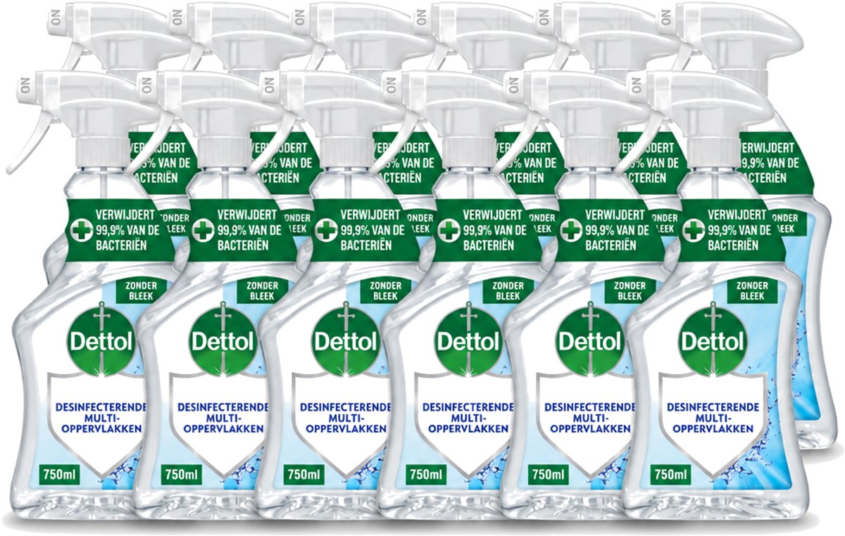 12 x Dettol - Allesreiniger - Spray - Zonder Bleek - Perfecte Hygiëne - 750ml - Voordeelverpakking - 12 stuks